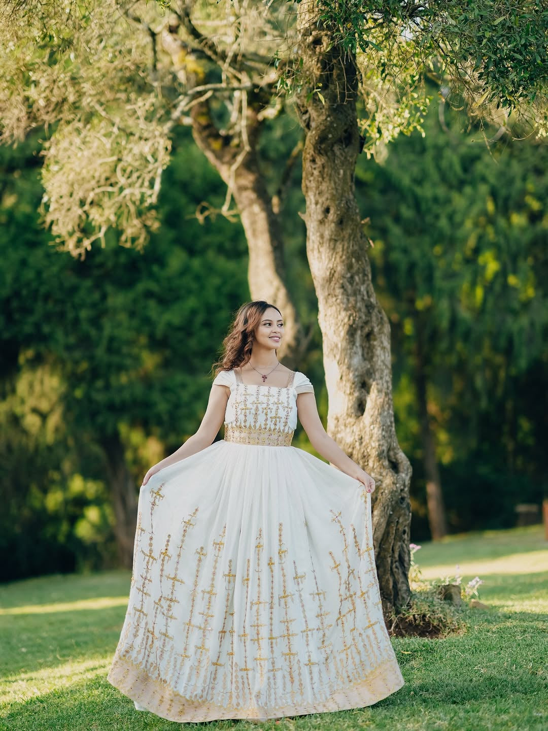 Gold Ethiopian Dress – Elegant Habesha Kemis for Celebrations