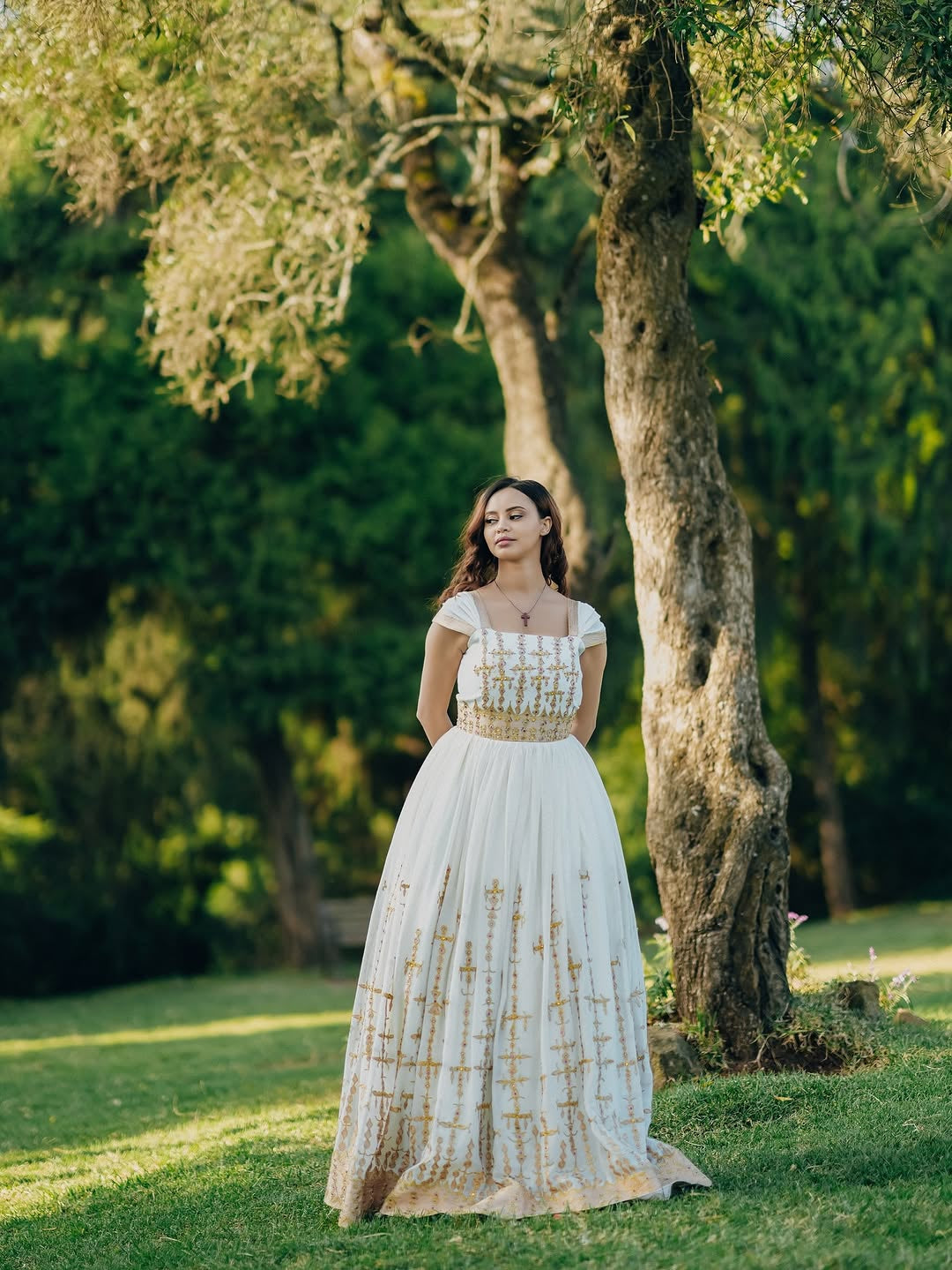 Gold Ethiopian Dress – Elegant Habesha Kemis for Celebrations