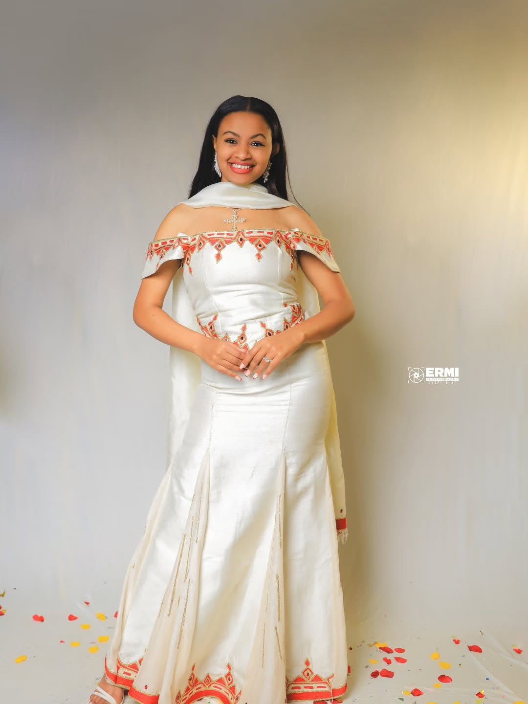 Red Modern Habesha Kemis – Contemporary Mermaid Style Evening Gown