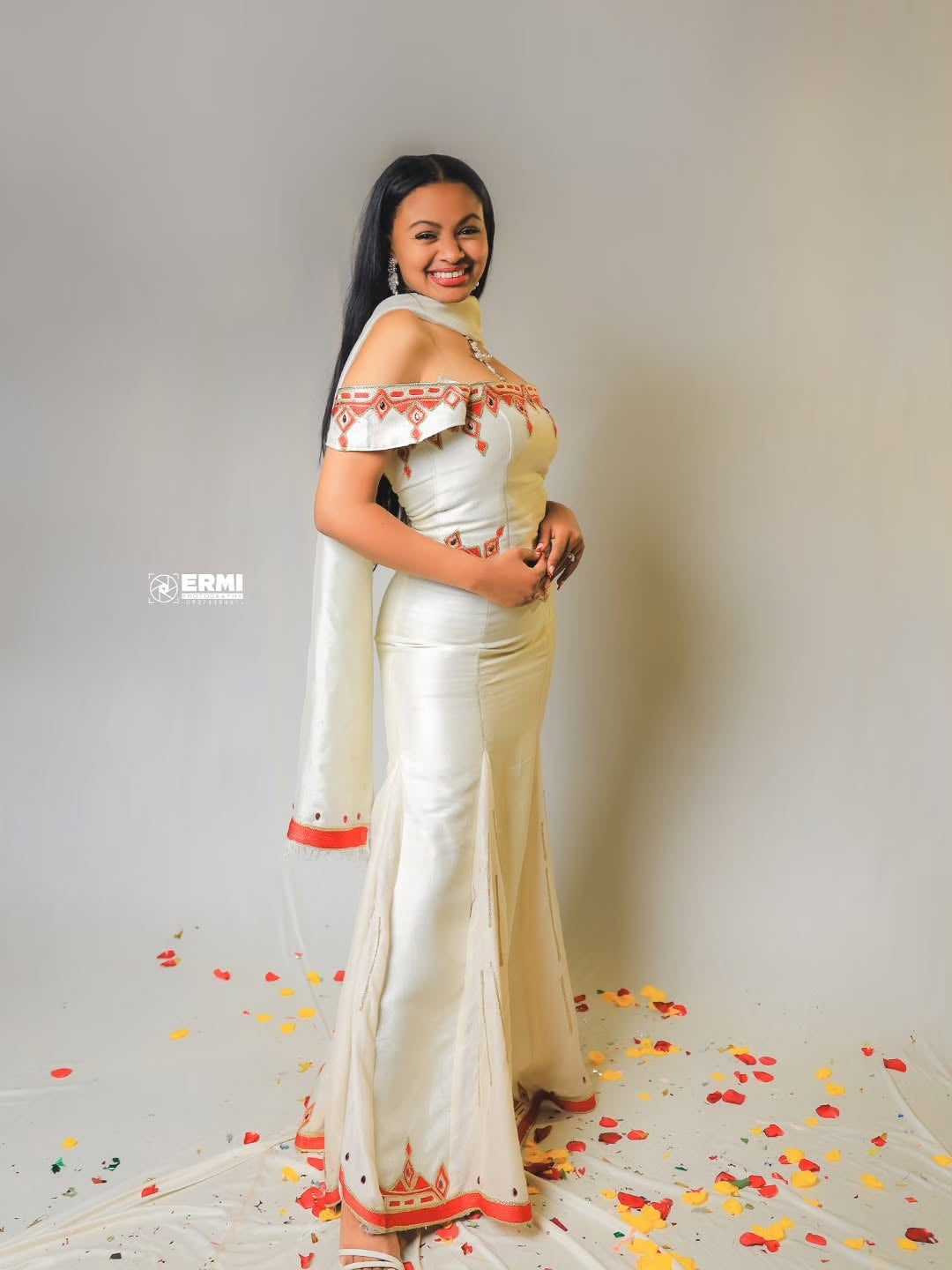 Red Modern Habesha Kemis – Contemporary Mermaid Style Evening Gown