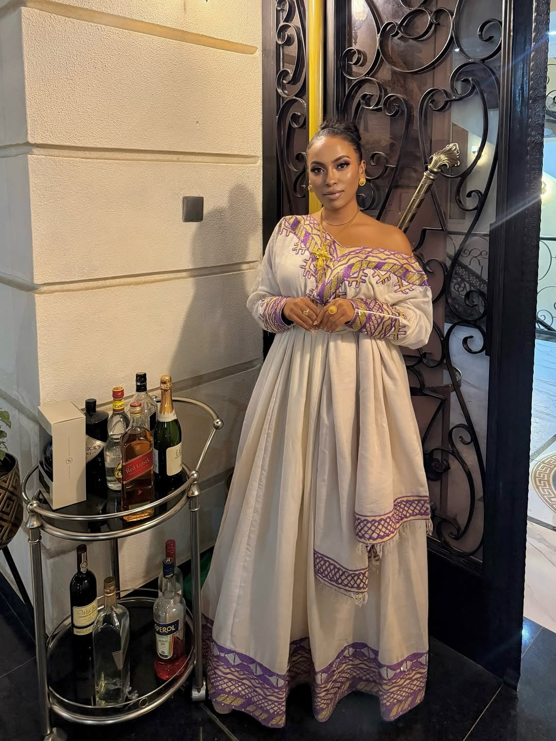 Red Ethiopian Traditional Dress – Bold Cultural Outfit with Handwoven Tibeb Embroidery for Weddings, Holidays & Special Occasions