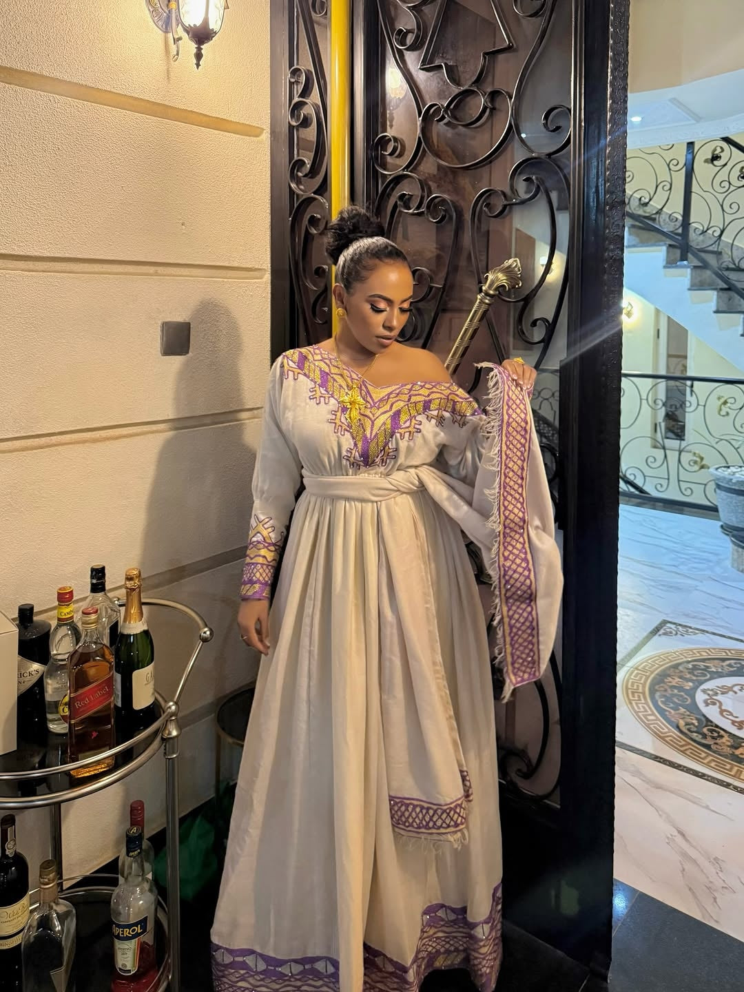 Red Ethiopian Traditional Dress – Bold Cultural Outfit with Handwoven Tibeb Embroidery for Weddings, Holidays & Special Occasions