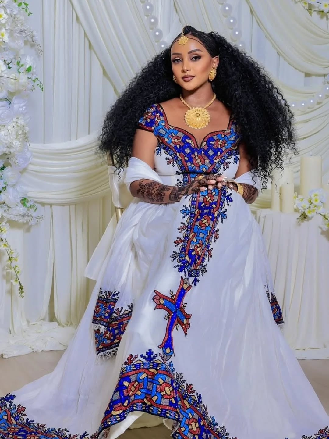 Purple Habesha Zuria – Royal Deep Purple and Multi-Color Embroidered Ethiopian Traditional Dress for Weddings & Formal Events