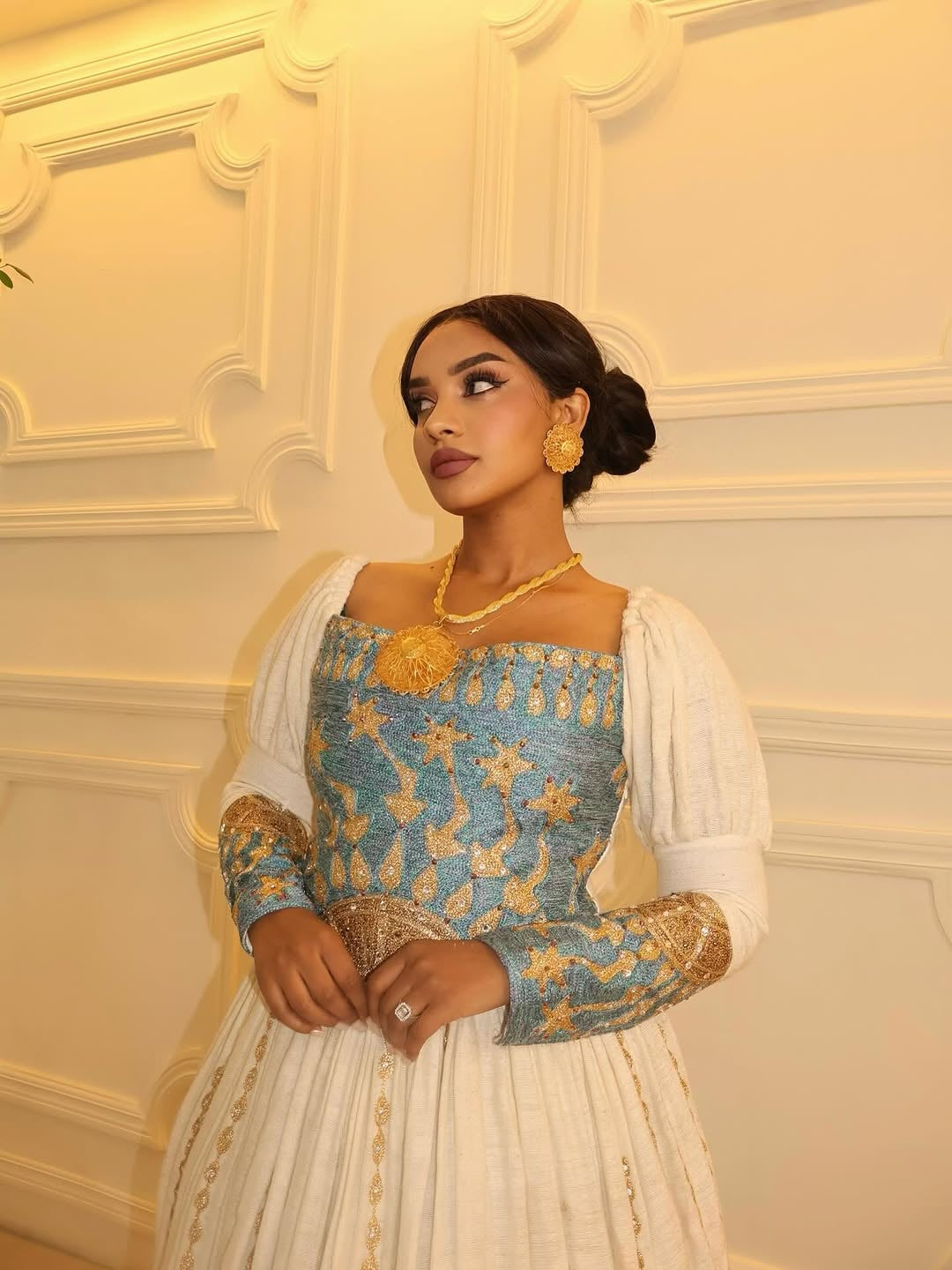 Habesha Wedding Dress | Blue Traditional Ethiopian Kemis