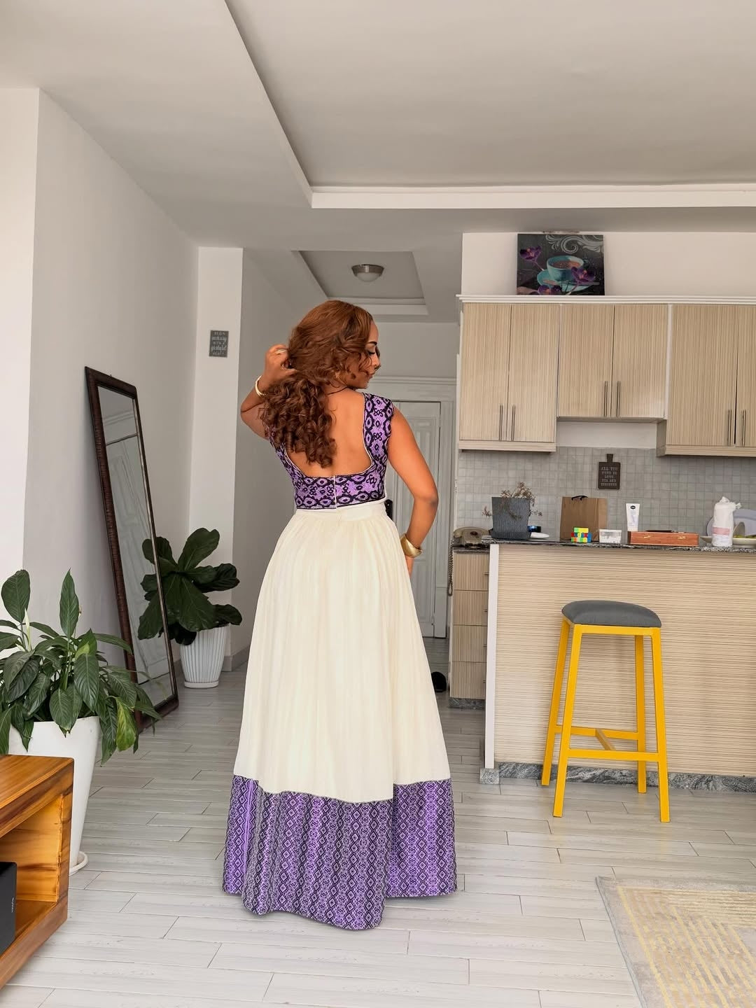 Purple Ethiopian Dress – Modern Habesha Outfit for Cultural Events, Gatherings, and Special Occasions