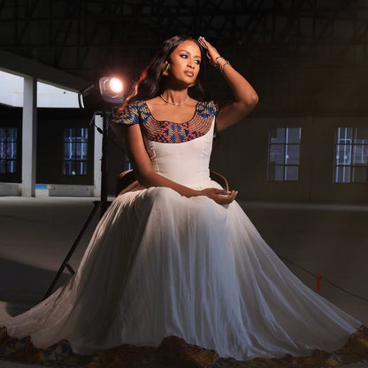 ዘመናዊ የሐበሻ ልብስ | በእጅ የተሠራ ነጭ የሐበሻ ቀሚስ
