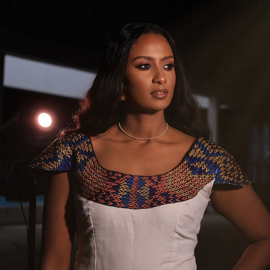 ዘመናዊ የሐበሻ ልብስ | በእጅ የተሠራ ነጭ የሐበሻ ቀሚስ