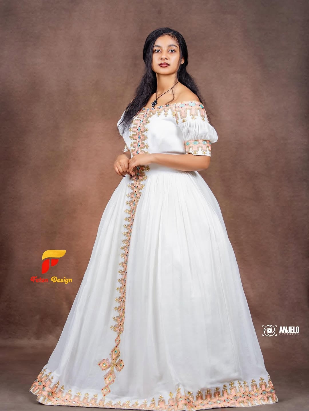 White and Gold Habesha Dress – Ethiopian Kemis for Weddings & Timkat