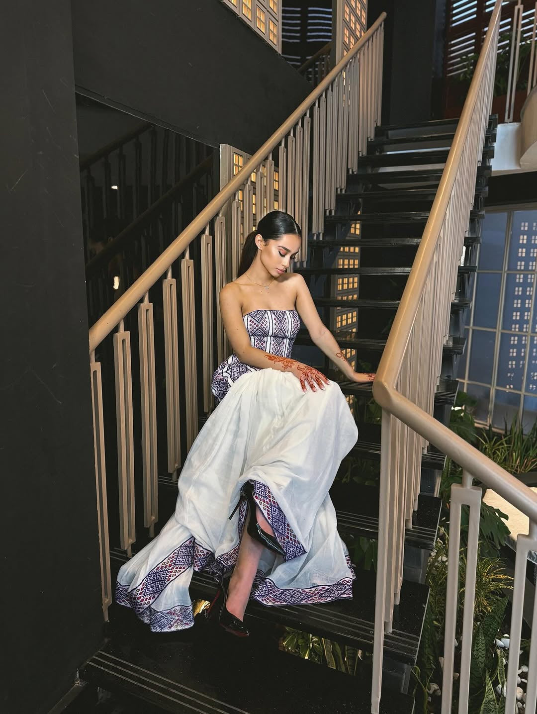 Modern Strapless Habesha Kemis – Two-Piece Ethiopian Gala Dress by Tesfaye Mehari