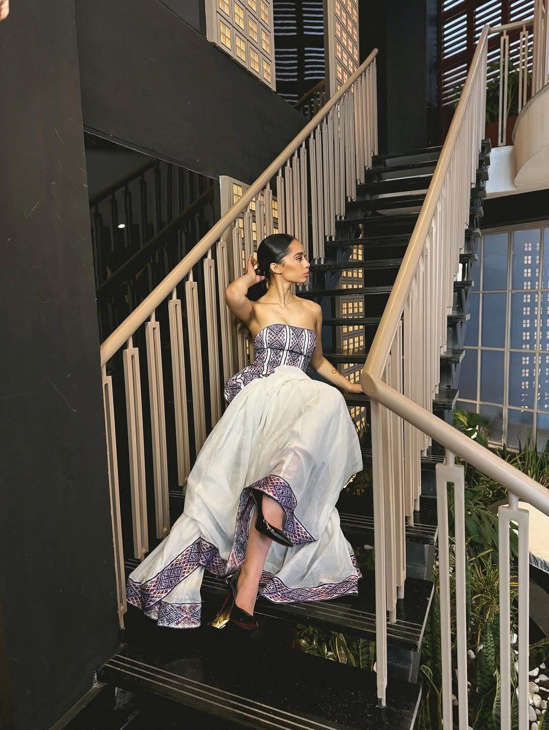 Modern Strapless Habesha Kemis – Two-Piece Ethiopian Gala Dress by Tesfaye Mehari