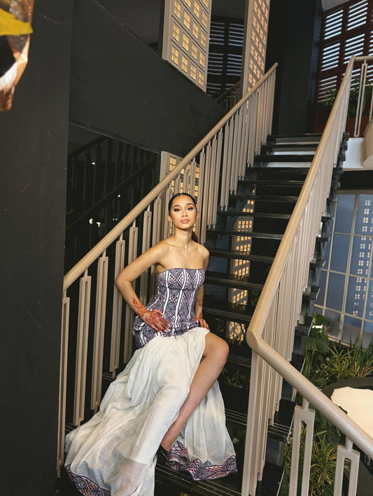 Modern Strapless Habesha Kemis – Two-Piece Ethiopian Gala Dress by Tesfaye Mehari