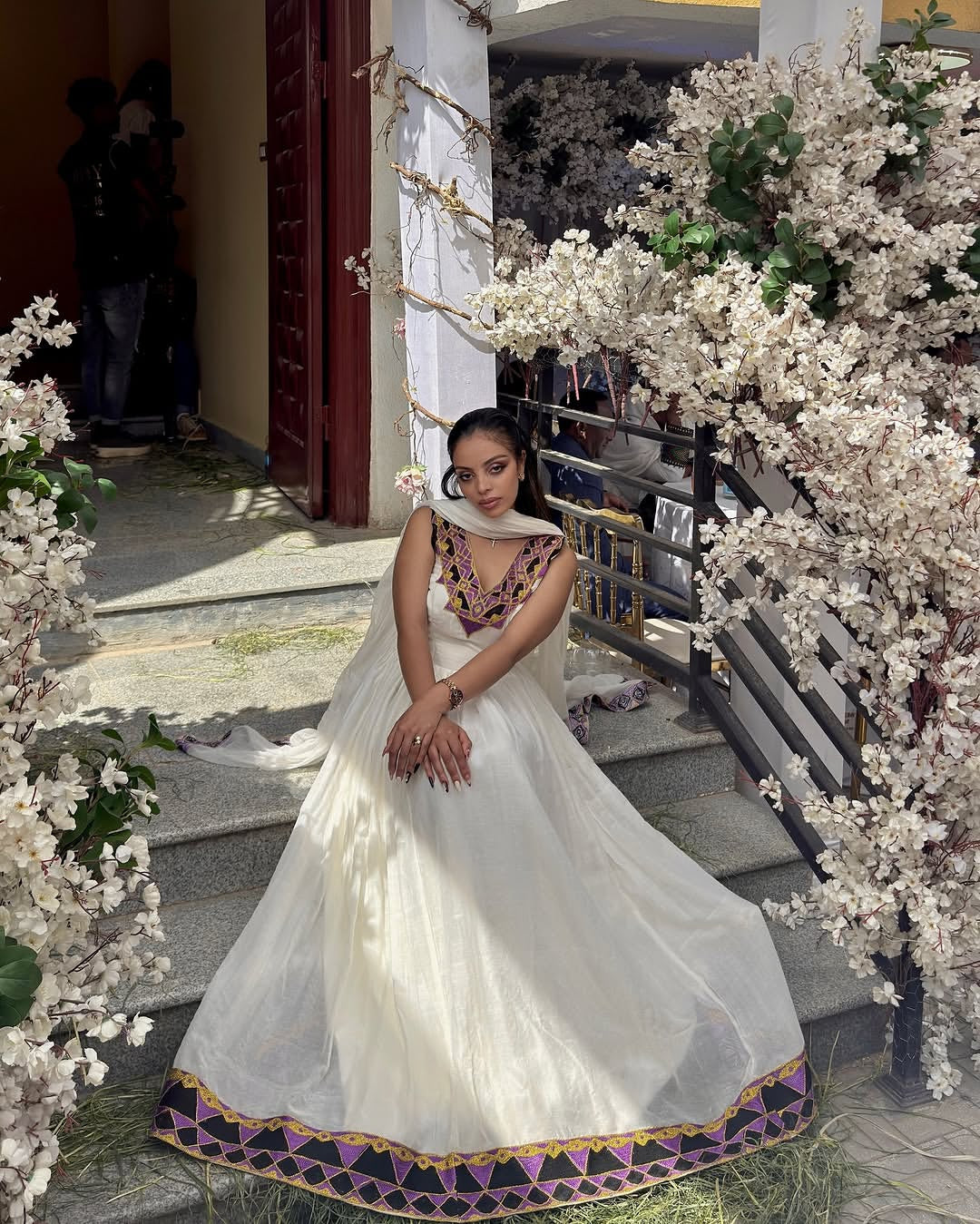 Ethiopian Store | Purple Habesha Dress with Gold Accents