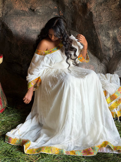Yellow Habesha Kemis for Cultural Holidays and Family Lunches