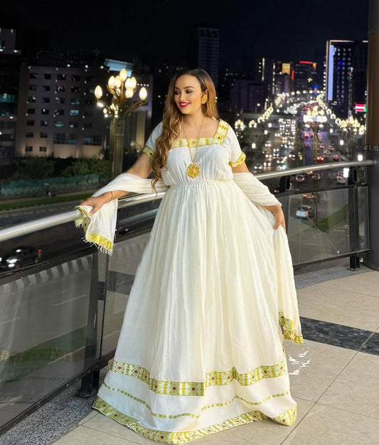 Habesha Clothes | Elegant Cotton Ethiopian Dress for Special Days