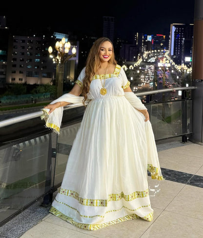 Habesha Clothes | Elegant Cotton Ethiopian Dress for Special Days