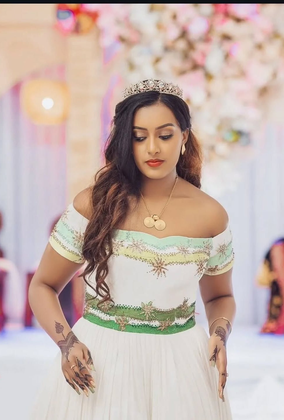 Green Habesha Wedding Dress | Elegant Ethiopian Kemis for Brides