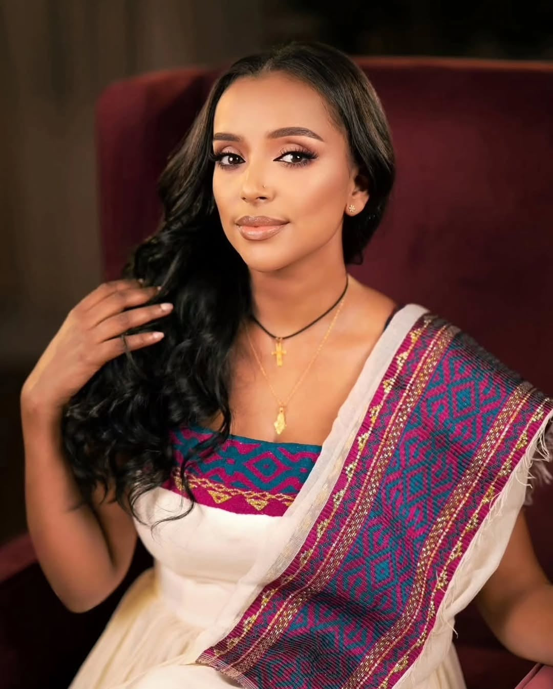 Elegant Habesha Clothes | Purple Ethiopian Dress for Family & Church Gatherings