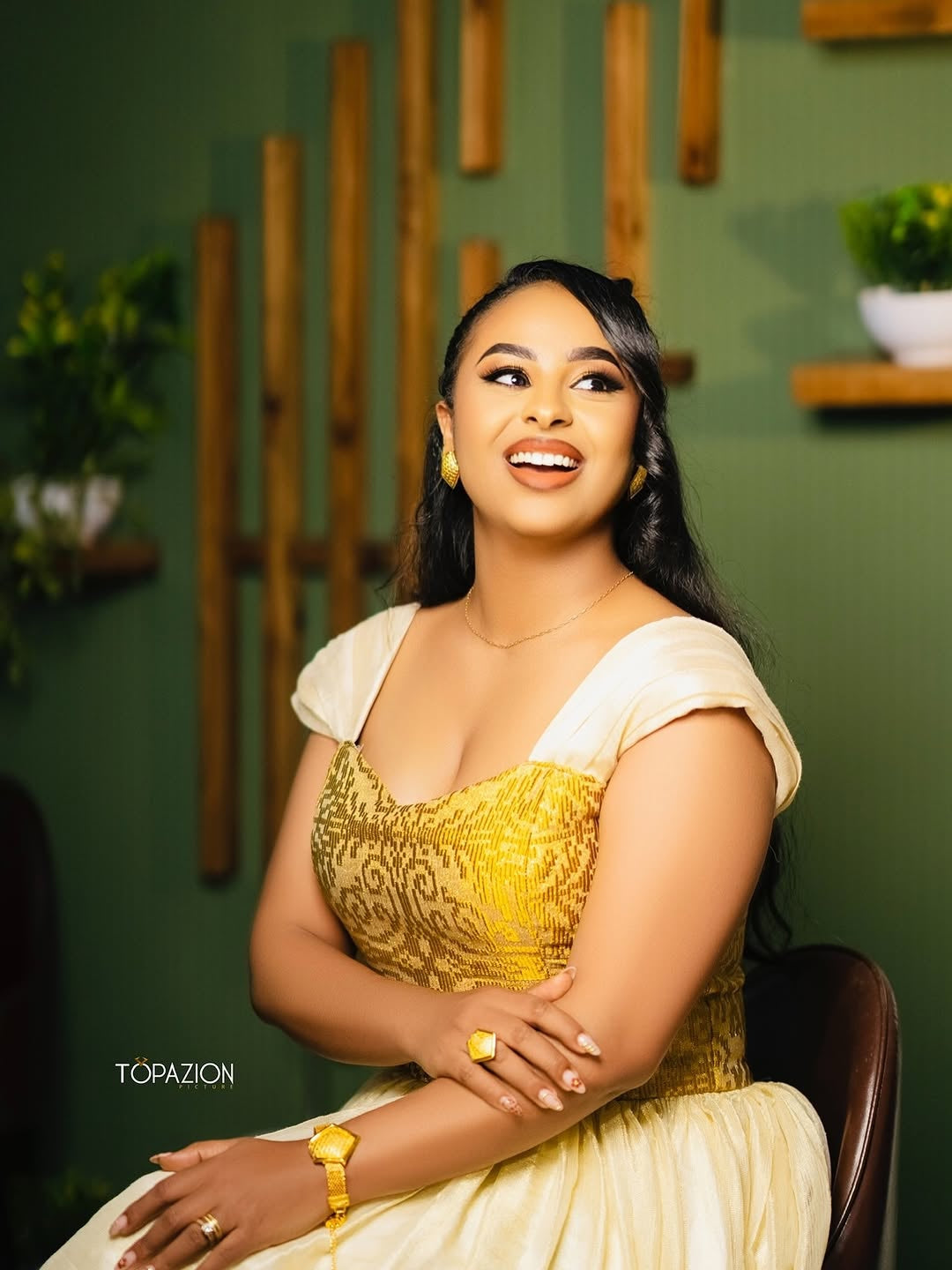 Habesha Kemis Set – Yellow & White two Design Traditional Ethiopian Dress