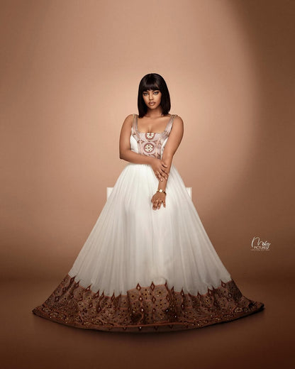 Brown Habesha Kemis – Traditional Ethiopian Dress for Cultural Gatherings and Everyday Wear