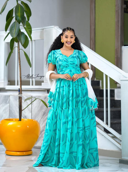 Green Chiffon Evening Dress – Soft and Elegant Outfit for Parties and Formal Occasions