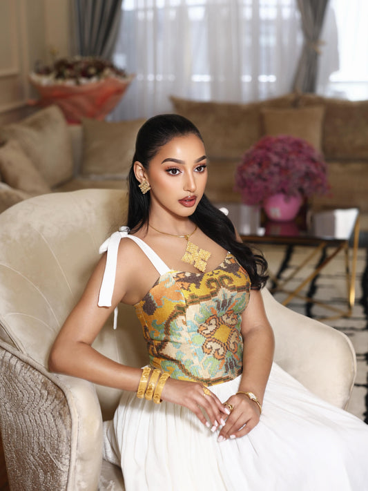 Ethiopia store – Gold Traditional Habesha Dress for Weddings & Celebrations | HabeshaDress.store