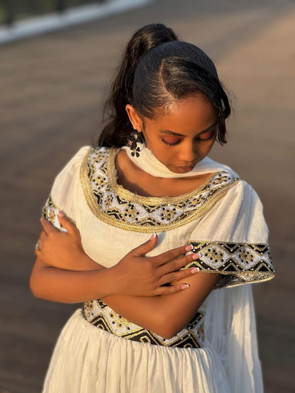 Green Eritrean Dress – Traditional elegant-Inspired Attire for Cultural Ceremonies