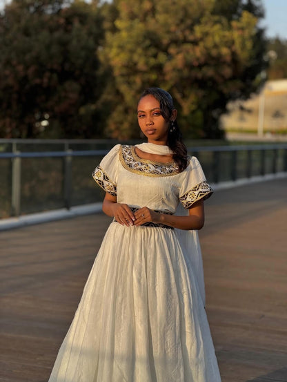 Green Eritrean Dress – Traditional elegant-Inspired Attire for Cultural Ceremonies