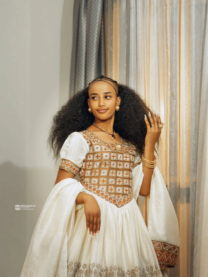 Red Ethiopian national dresses for Timket Celebrations and Church Festivals