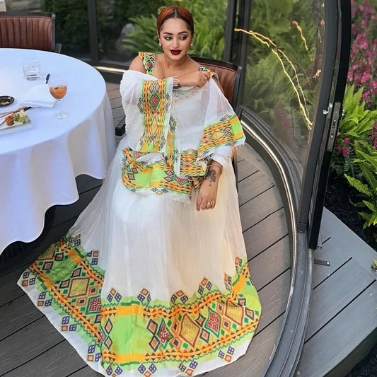 Green Habesha Clothes | Stylish Traditional Ethiopian Dress