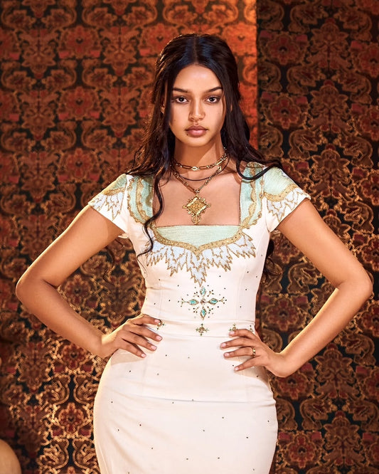 Green Habesha Kemis Mermaid Style – Fitted Ethiopian Traditional Dress with Flared Hem for Weddings, Elegant Celebrations, and Special Occasions