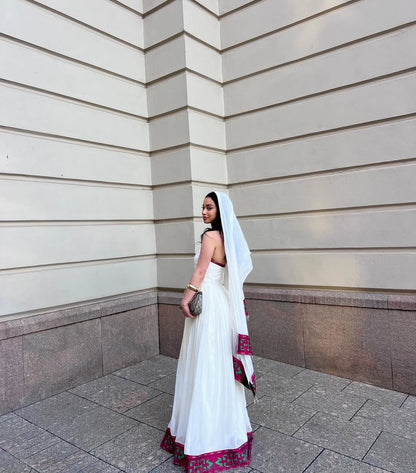 Purple Habesha Kemis – Refined Ethiopian Traditional Dress for Cultural Events and Elegant Occasions