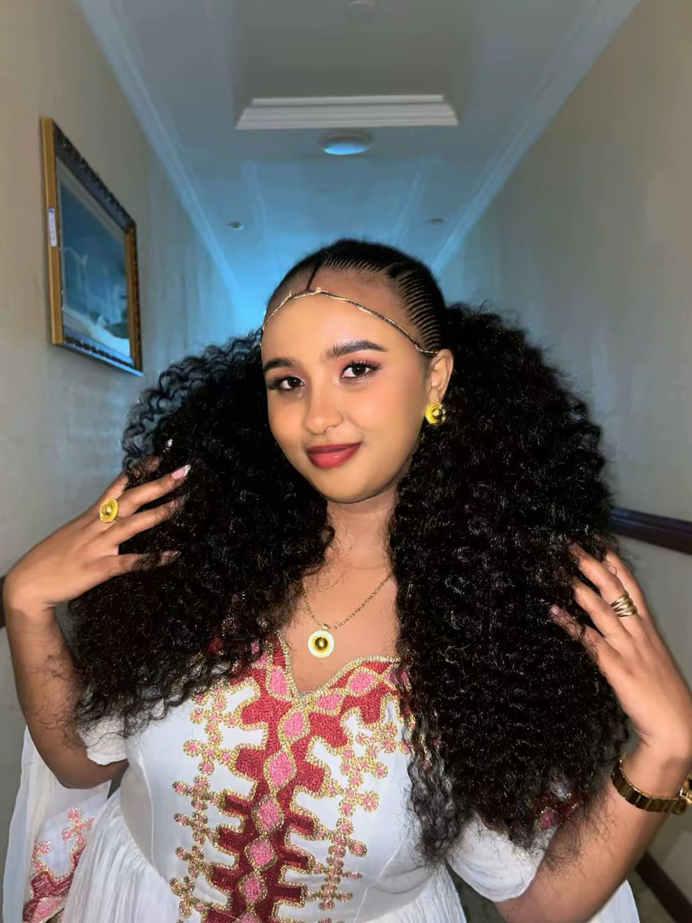 Red Habesha Kemis – Beautiful Handwoven Dress with Tibeb Embroidery for Timkat
