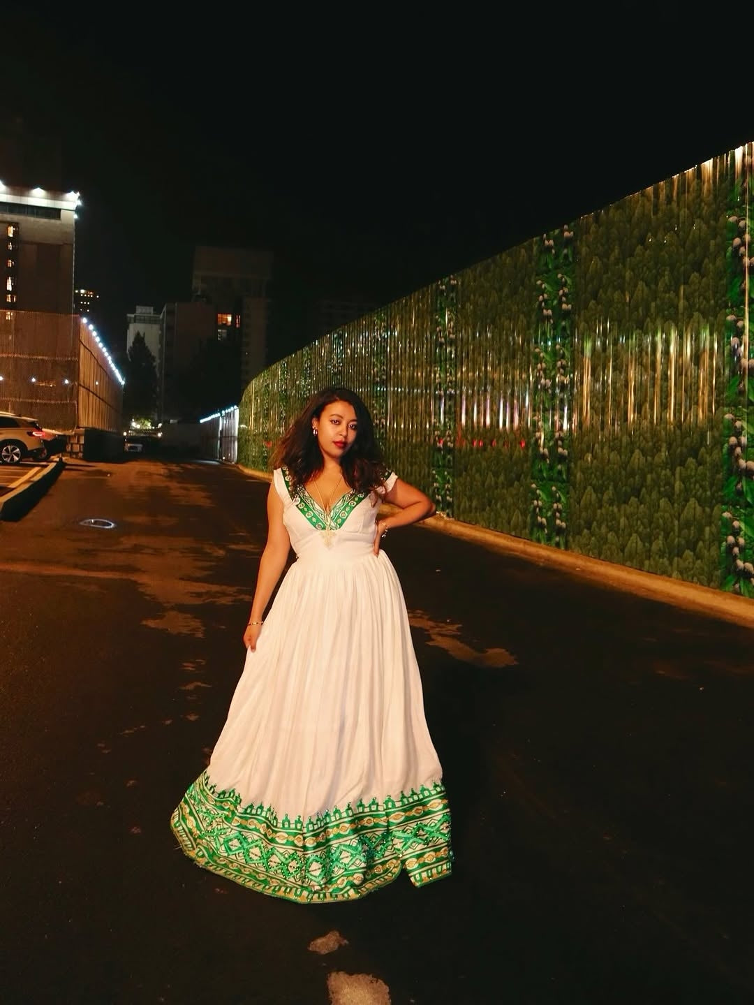 Green Ethiopian Dress – Vibrant Sleeveless Habesha Kemis with Hand-Woven Gold Accents for Summer Weddings & Cultural Events
