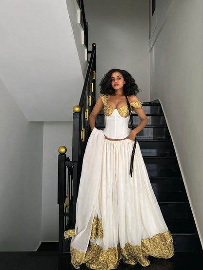 Gold Ethiopian Dress – Timeless Habesha Outfit for Weddings, Ceremonies, and Special Occasions