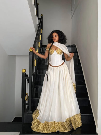 Gold Ethiopian Dress – Timeless Habesha Outfit for Weddings, Ceremonies, and Special Occasions