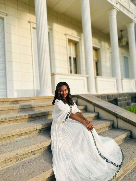 Black Ethiopian Dress with Traditional Embroidery for Formal Cultural Events