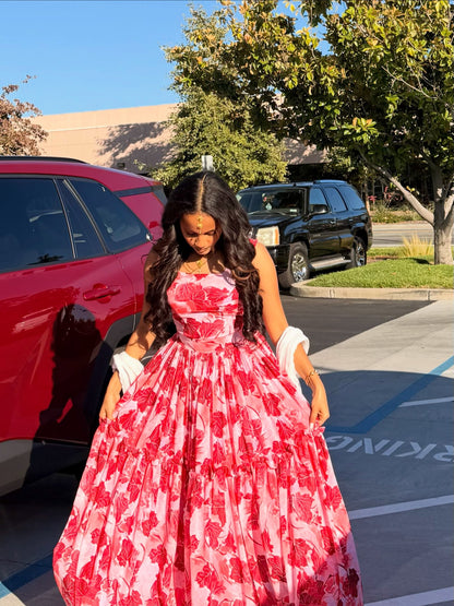 Red Chiffon Habesha - Chiffon Blend Hand-Stitched Cultural Trim for Special Occasions