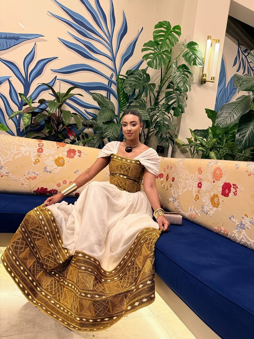 Premium Gold Habesha Dress – Refined Ethiopian Outfit for Weddings and Grand Occasions