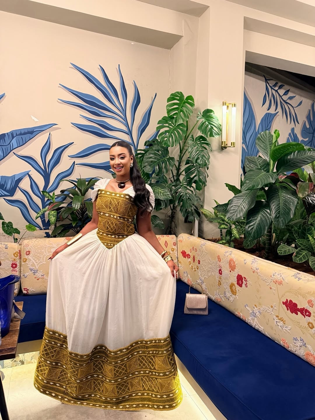 Premium Gold Habesha Dress – Refined Ethiopian Outfit for Weddings and Grand Occasions