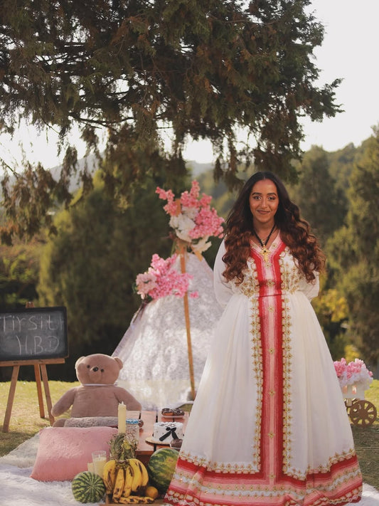 Red Habesha Libs – Vibrant Ethiopian Traditional Dress for Women Who Appreciate Cultural Pride and Modern Elegance