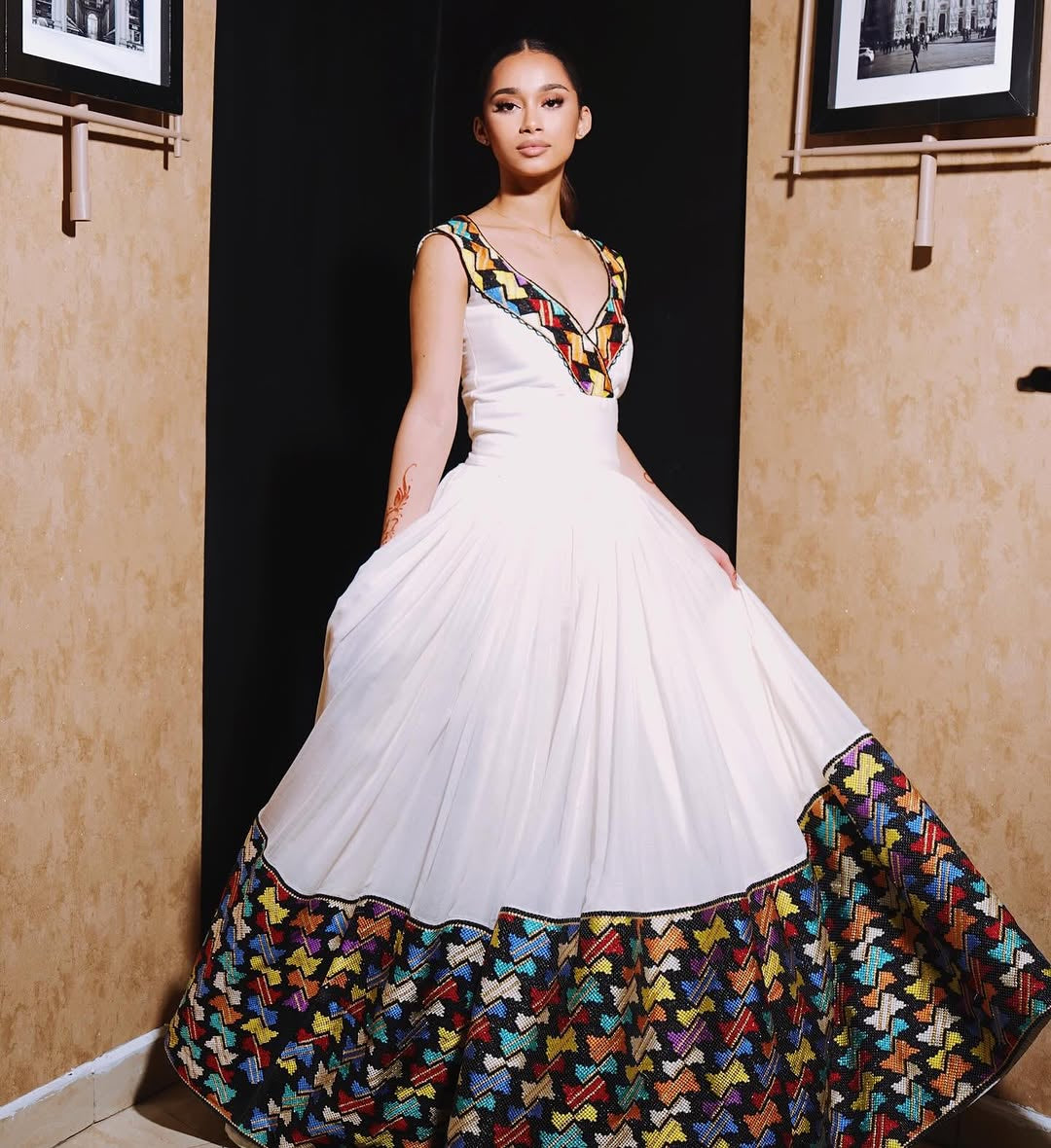 Classic Habesha Kemis – Handwoven Ethiopian Traditional Dress with Detailed Tilf Embroidery Design