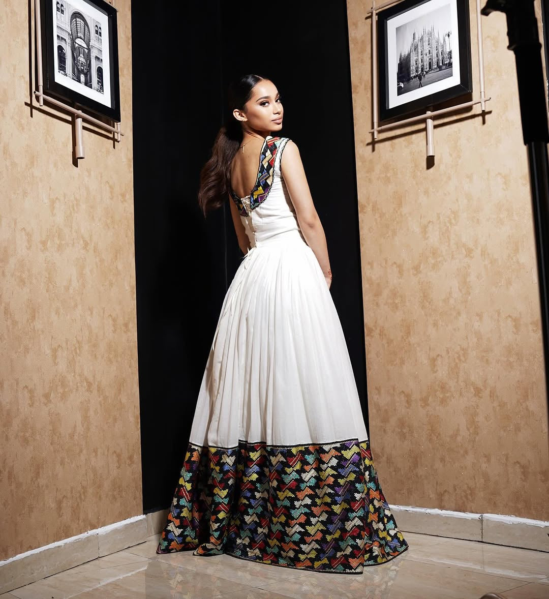 Classic Habesha Kemis – Handwoven Ethiopian Traditional Dress with Detailed Tilf Embroidery Design