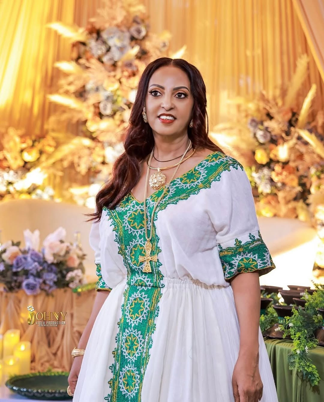 Emerald Green Habesha Kemis – Luxury Tilf Ethiopian Traditional Dress for Shemgelena