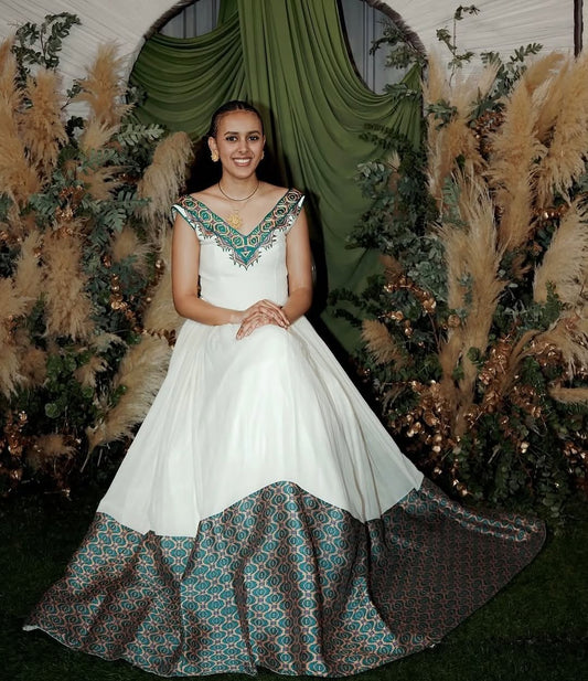 Colorful Modern Habesha Dress – New Style Ethiopian Dress | Premium Habesha Kemis Collection