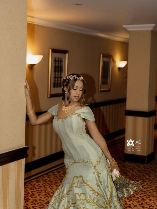 Luxury Habesha Wedding Set – Bride & Groom Matching Kemis, Suit | Traditional Ethiopian Wedding Outfit