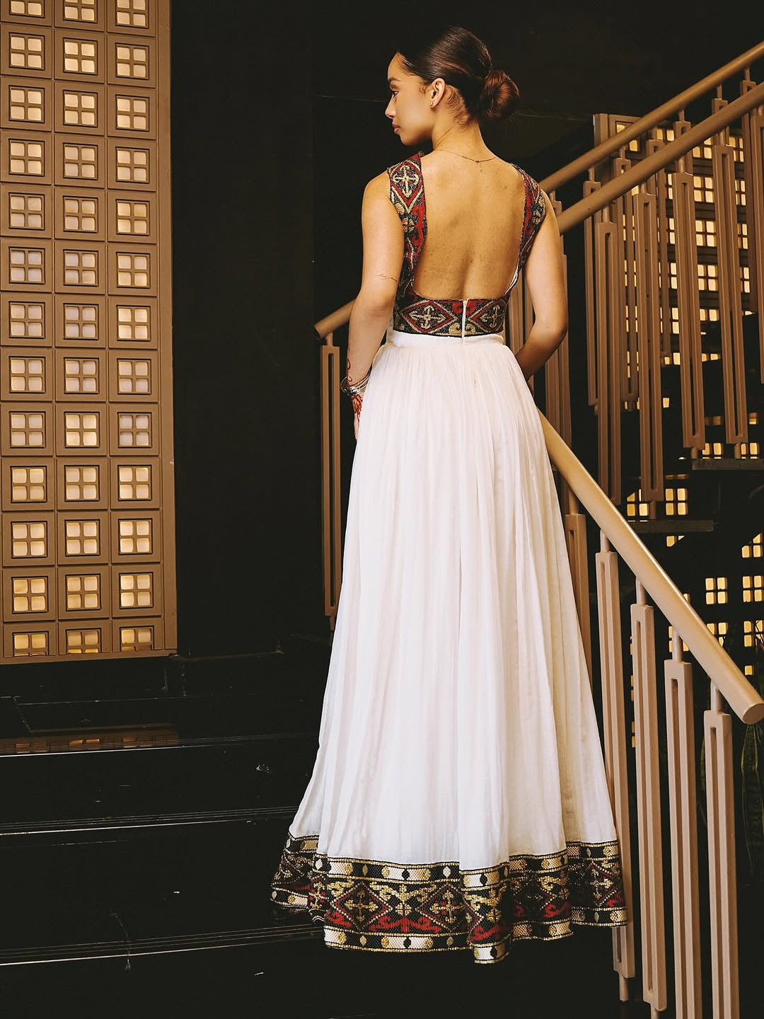 Elegant High-Neck Habesha Dress – Traditional Black & Gold Border kemis by Tsehaye Mehari