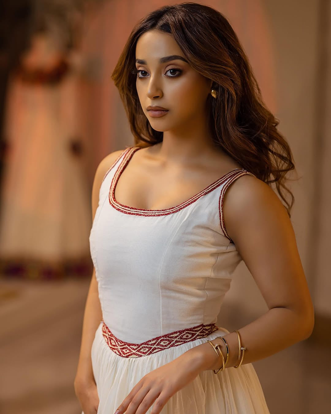 Luxury Red habesha libs – Ivory modern Dress with Contemporary Sleeveless Design by Tsehaye Mehari