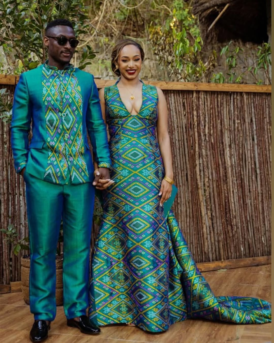 Teal Habesha Kemis & Suit Set – Matching Modern Ethiopian Couple’s Attire by Tsehaye Mehari