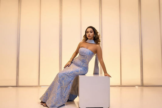 Light Blue Habesha Kemis – Modern Ethiopian Evening Dress by Tsehaye Mehari