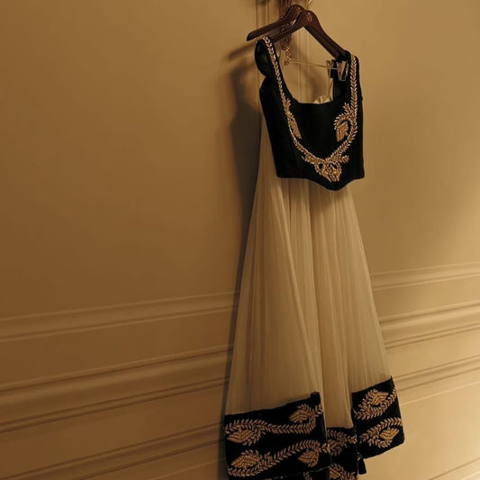 Royal Habesha Couple Set - Black Velvet Capes & White Ethiopian Wedding Gown by Tsehaye Mehari